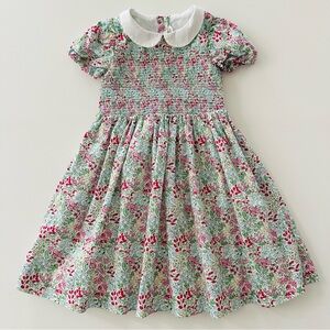 Janie and Jack Girls 4 Floral Smocked Party Dress Pink Green Spring Summer